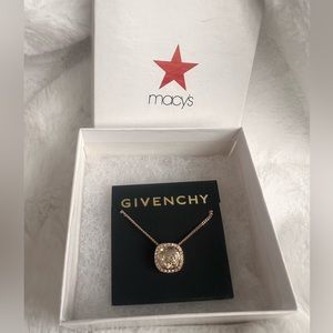 Givenchy square crystal necklace New in box pendant chain Rose gold